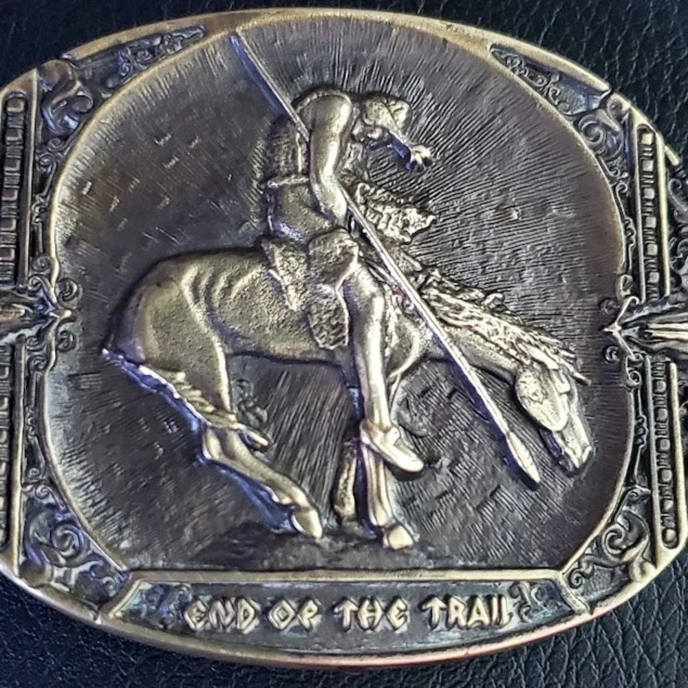 Montana Silversmiths End of the Trail Native American Horse Belt Buckle Bronze